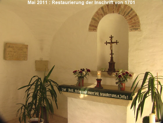 Mai 2011 : Restaurierung der Inschrift von 1701