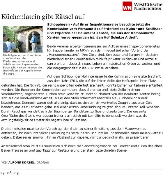 WN-Artikel vom 29.08.2009 - Alfons Koerbel