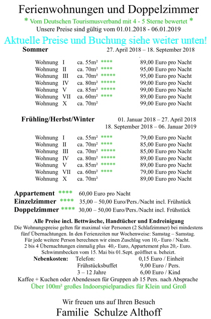 Schulze Althoff > Preisliste Ferienhof 2018 +Wohnungsgrundrisse - Download Druckversion!